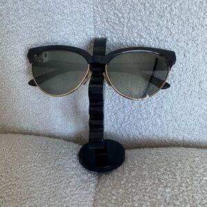 NIB Balenciaga Black Frame Mirrored Sunglasses with Gold Trim Unisex